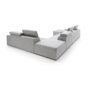 Кутовий диван Plaza Gala Collezione з баром, релаксом і пуфом правий 426x292 см