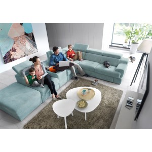 Кутовий диван Belluno Gala Collezione з баром, столиком і реклайнером 359х270 см
