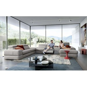 Кутовий диван Plaza Gala Collezione з баром, релаксом і пуфом лівий 426x292 см