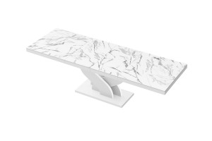 Стіл Bella Hubertus Design мармур білий глянцевий 160-208-256 см