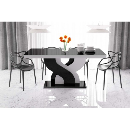 Стіл Bella Hubertus Design чорний з білим 160-208-256 см