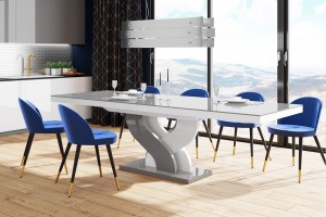 Стіл Bella Hubertus Design сірий з білим 160-208-256 см