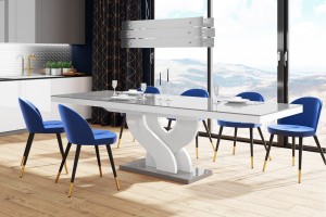 Стіл Bella Hubertus Design сірий з білим - ніжки білі 160-208-256 см