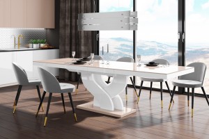 Стіл Bella Hubertus Design капучіно з білим 160-208-256 см