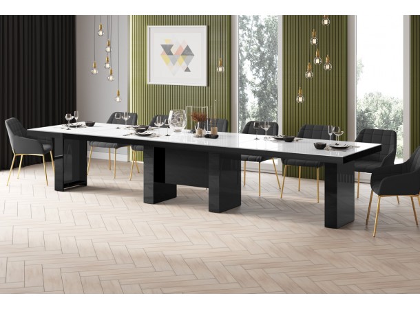 Стіл Largo Hubertus білий з чорним глянцевий 160-400 см Стіл Largo Hubertus білий з чорним глянцевий 160-400 см