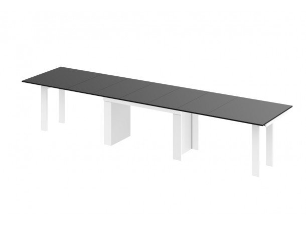 Стіл Magro Hubertus чорний з білим глянцевий 170-410 см Стіл Magro Hubertus чорний з білим глянцевий 170-410 см