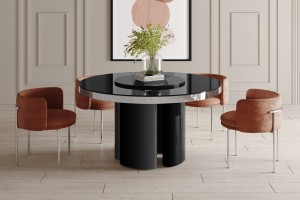 Стіл Miracolo GLAM Hubertus Design чорний глянцевий 140 см з обертвою стільницею