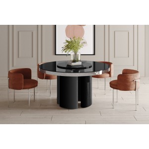 Стіл Miracolo GLAM Hubertus Design чорний глянцевий 140 см з обертвою стільницею