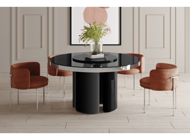 Стіл Miracolo GLAM Hubertus Design чорний глянцевий 140 см з обертвою стільницею