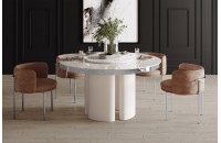 Стіл Miracolo GLAM Hubertus Design кашемір глянцевий 140 см з обертвою стільницею