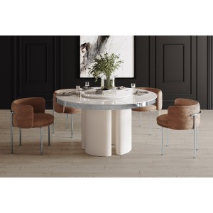Стіл Miracolo GLAM Hubertus Design кашемір глянцевий 140 см з обертвою стільницею