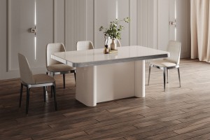 Стіл Portofino GLAM Hubertus Design кашемір глянцевий 160-412 см