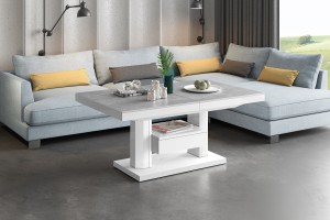 Стіл Quadro Max Hubertus з ящиком сірий камінь 120-170 см висота 54-74 см