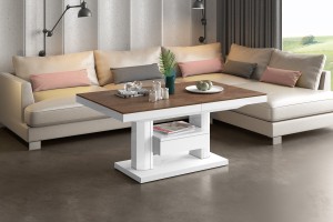 Стіл Quadro Max Hubertus з ящиком лава камінь 120-170 см висота 54-74 см