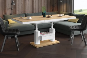 Стіл Quadro Max Hubertus з ящиком дуб сонячний 120-170 см висота 54-74 см