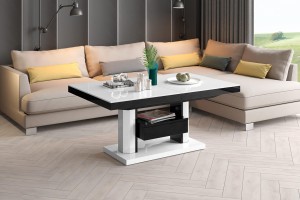Стіл Quadro Max Hubertus з ящиком білий з чорним 120-170 см висота 54-74 см