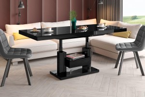 Стіл Quadro Max Hubertus з ящиком чорний 120-170 см висота 54-74 см