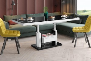 Стіл Quadro Max Hubertus з ящиком чорний з білим 120-170 см висота 54-74 см