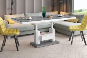 Стіл Quadro Max Hubertus з ящиком сірий з білим 120-170 см висота 54-74 см