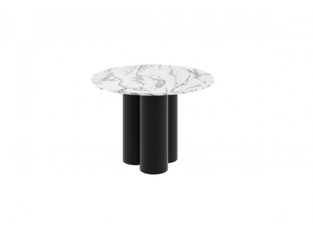 Стіл Raveo Hubertus мармур білий з чорним глянцевий 100 см Стіл Raveo Hubertus мармур білий з чорним глянцевий 100 см