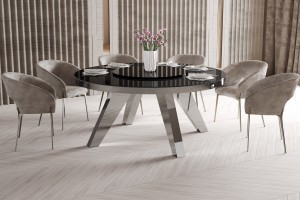 Стіл Rotante 2 GLAM Hubertus Design чорний глянцевий 160 см з обертвою стільницею