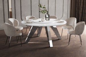 Стіл Rotante GLAM Hubertus Design білий глянцевий 160 см з обертвою стільницею