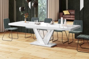 Стіл Vegas Hubertus Design білий глянцевий 160-208-256 см