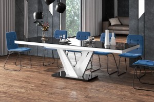 Стіл Vegas Hubertus Design чорний з білим глянцевий 160-208-256 см