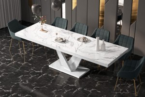 Стіл Vegas Hubertus Design мармур білий глянцевий 160-208-256 см