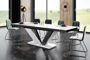 Стіл Viva 2 Hubertus Design білий з чорним 160-208-256 см