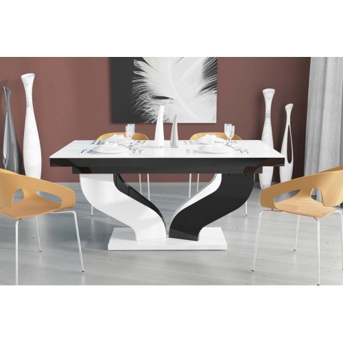 Стіл Viva Hubertus Design білий з чорним 160-208-256 см