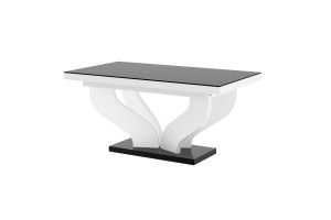 Стіл Viva Hubertus Design чорний з білим глянцевий - ніжки білі 160-208-256 см