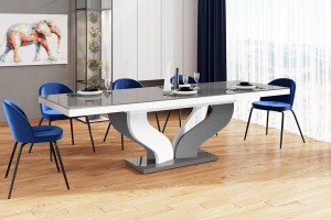 Стіл Viva Hubertus Design сірий з білим глянцевий 160-208-256 см