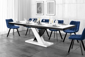 Стіл Xenon Lux Hubertus Design білий з чорним глянцевий 160-208-256 см