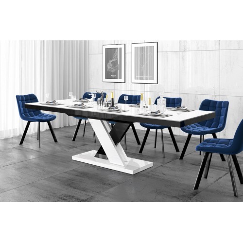Стіл Xenon Lux Hubertus Design білий з чорним глянцевий 160-208-256 см
