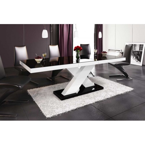 Стіл Xenon Hubertus Design чорний з білим глянцевий 160-210 см