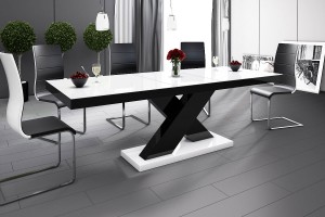 Стіл Xenon Hubertus Design білий з чорним глянцевий 160-210 см
