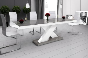 Стіл Xenon Hubertus Design сірий з білим глянцевий 160-210 см