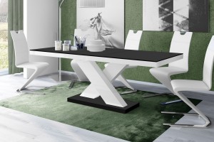 Стіл Xenon Hubertus Design чорний з білим матовий 160-210 см