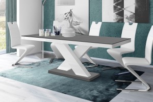 Стіл Xenon Hubertus Design сірий з білим матовий 160-210 см