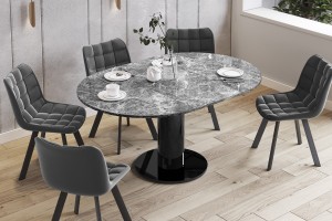 Стіл Solo Lux Hubertus Venatino темний глянцевий розкладний 100-144 см