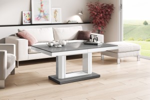 Столик Quadro Lux Hubertus сірий з білим 120-170 см висота 55-75 см