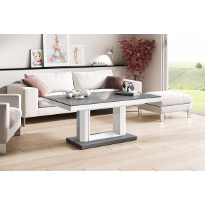 Стіл Quadro Lux Hubertus сірий з білим матовий 120-170 см регульована висота 55-75 см
