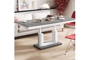 Стіл Quadro Lux Hubertus сірий з білим матовий 120-170 см регульована висота 55-75 см