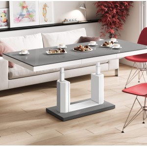 Стіл Quadro Lux Hubertus сірий з білим матовий 120-170 см регульована висота 55-75 см
