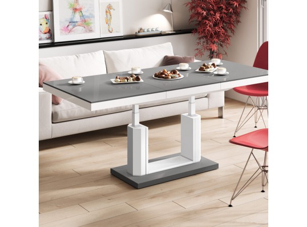 Стіл Quadro Lux Hubertus сірий з білим матовий 120-170 см регульована висота 55-75 см