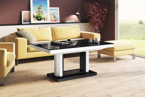 Столик Quadro Lux Hubertus чорний з білим 120-170 см висота 55-75 см