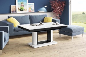 Столик Quadro Lux Hubertus білий з чорним 120-170 см висота 55-75 см