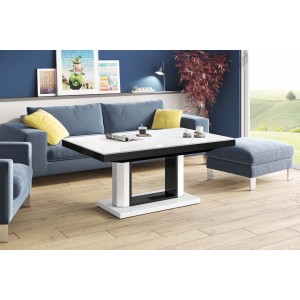 Столик Quadro Lux Hubertus білий з чорним 120-170 см висота 55-75 см