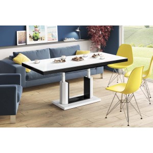 Столик Quadro Lux Hubertus білий з чорним 120-170 см висота 55-75 см